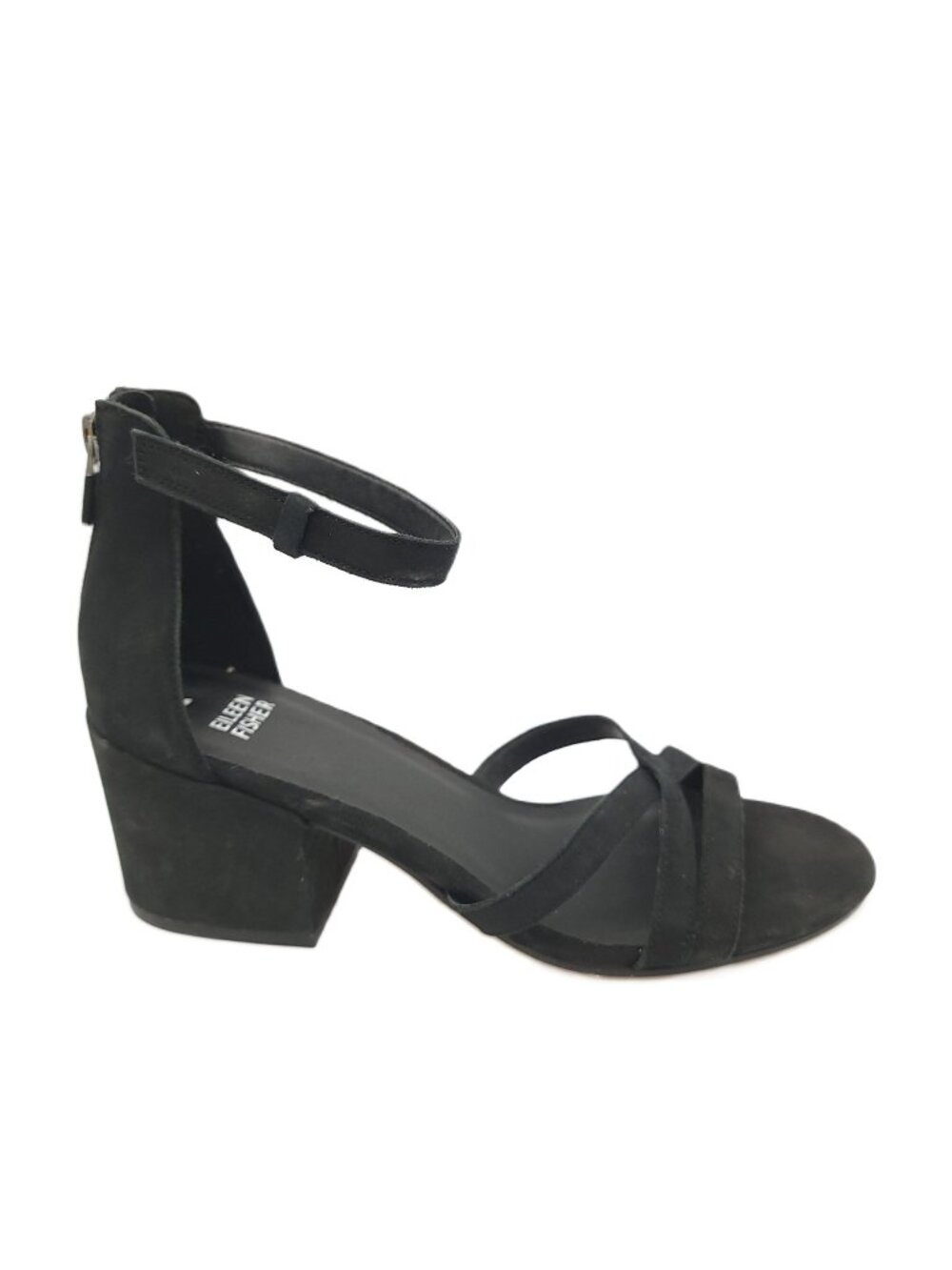 NEW Eileen Fisher Jazzy Sandals Womens 9 Black Suede Minimalist Simple Basic